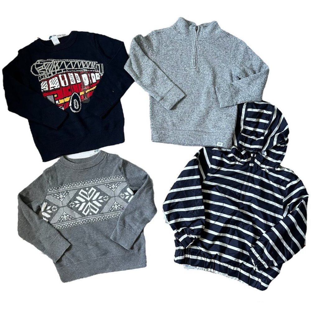 Boys Lot of 4 GAP Sweaters Fall Winter Bundle Size 5 - Gap EUC